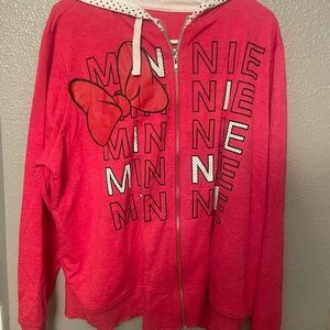 Red Minnie Mouse zip-up hoodie